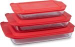 Pyrex Basics 3-Pack Glass Baking Dish Set (2QT, 3QT, 4.8QT) With BPA-Free Lids, Rectangular Glass Bakeware, Dishwasher, Microwave, Freezer & Pre-Heated Oven Safe - Image 2