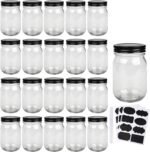QAPPDA Mason Jars,Glass Jars With Lids 12 oz,Canning Jars For Pickles And Kitchen Storage,Wide Mouth Spice Jars With Black Lids For Honey,Caviar,Herb,Jelly,Jams,Set of 20 - Image 2