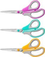 QMVESS 8.5" Scissors All Purpose 3 Pack, Ultra Sharp 2.5mm Thick Blade Scissors for Office, Professional Ergonomic Comfort Grip for Office School Home Fabric Sewing DIY Craft Cutting General Use - Image 2