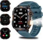 QTLLBT Smartwatch LED Flashlight Barometer Altimeter Compass 2.01HD Fitness Tracker Pedometer Multiple Watch Faces 100+ Sports Modes Sleep Heart Rate for Android iOS Men's Watch (Blue) - Image 2