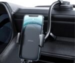 Qifutan Cell Phone Holder for Car Phone Mount Long Arm Dashboard Windshield Car Phone Holder Anti-Shake Stabilizer Phone Car Holder Compatible with All Phone Android Smartphone, Black - Image 2