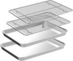 Quarter Sheet Pan with Cooling Rack Set [2 Baking Sheets + 2 Baking Racks], CEKEE Stainless Steel Cookie Sheets for Baking and Wire Rack - Rust & Warp Resistant & Nonstick, Size 12 x 9.8 x 1 Inch - Image 2