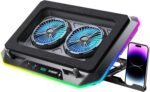 RGB Gaming Laptop Cooling Pad with Two Turbo Fan, Rapid Cooling for 15.6-19.3" Laptops, Variable Speed Control, 6 Adjustable Heights A5 - Image 2