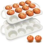 RICCLE Silicone Muffin Pans for Baking with Metal Reinforced Frame, 12-Cup Cupcake Pan, 2 Pcs Muffin Trays for Cupcake Baking, Tray Molds, Oven & Dishwasher Safe, BPA-Free - Image 2