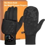 RIGWARL Winter Running Gloves Men Women Cold Weather, Touchscreen Convertible Mittens Warm Thermal Gloves with Watch Window - Image 2