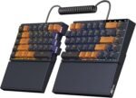 RK ROYAL KLUDGE RKS70 Ergonomic Split Keyboard, Wireless PC Gaming Keyboard with Bluetooth/2.4G/Wired, Hot Swappable Mechanical Keyboards w/Fixed Wrist Rest, PBT Keycaps, Tactile Switches, Black - Image 2