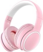 RORSOU B10 Wireless Over-Ear Headphones, Lightweight Folding Stereo Bass Bluetooth Headset with Mic, 50H Playtime, Volume Control, Bluetooth 5.3 Headphones for iPad/Travel/Tablet/PC (Pink) - Image 2