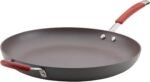 Rachael Ray 87631-T Cucina Hard Anodized Nonstick Skillet with Helper Handle, 14 Inch Frying Pan, Gray/Red - Image 2