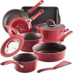 Rachael Ray Cook + Create Nonstick Cookware/Pots and Pan Set, 10 Piece, Red - Image 2