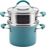 Rachael Ray Cucina Hard Porcelain Enamel Nonstick Multi-Pot / Steamer Set, 3-Quart, Agave Blue - 16799 - Image 2