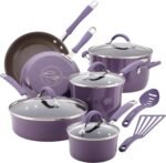 Rachael Ray Cucina Nonstick Cookware Pots and Pans Set, 12 Piece, Lavender Purple - Image 2