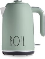 Rae Dunn Electric Hot Water Kettle - Stainless Steel Coffee Maker, Tea Kettle, Swivel Base, With Automatic Shut Off Boil-Dry Protection, Easy Pour Pitcher, 1500 Watt Boiling Power, 1.7 Liters (Sage) - Image 2