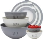 Rae Dunn Mixing Bowls with Lids - 10 Piece Plastic Nesting Bowls Set includes 5 Prep Bowls and 5 Lids (Grey) - Image 2