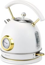 Rasonic Retro Electric Kettle Stainless Steel, 1.8L Tea Water Boiler, 1500W Fast Quiet Boil, Temperature Gauge, Auto Shut-Off, Boil-Dry Protection, White Champagne Gold - Image 2