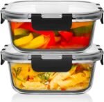 Razab 2 PC 1200ML / 41 Oz Glass Food Storage Containers with Lids - Airtight & Leakproof - Microwave/Oven/Freezer Safe - BPA Free - Ideal for Meal Prep, Storing Leftover & Lunch - Image 2