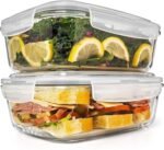 Razab 6.5 Cups / 52 Oz 4 Piece (2 Containers + 2 Lids) Glass Food Storage Containers Set with Airtight Locking Lids - For Storing, Baking & Serving BPA Free, Leakproof - Microwave, Freezer & Oven Safe - Image 2