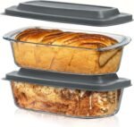 Razab LARGE 7.6 Cups/1800 ML/1.9 Qt Glass Loaf Pan with Lids (Set of 2) - Meatloaf Pan BPA free Airtight Lids Grip Handle Easy Carry, Microwave and Oven Safe - Loaf Pans For Baking Bread, Cakes - Image 2