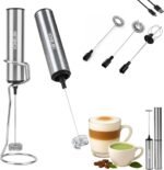 Rechargeable Milk Frother with Stand, Electric Whisks Foam Maker, POWERFUL USB C 2 Speed Handheld Drink Mixer for Coffee, Latte, Cappuccino, Matcha Drinks,Silver - Image 2