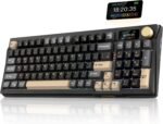 RedThunder K95 Wireless Mechanical Keyboard, TFT Screen & Knob, Tri-Mode BT5.0/2.4GHz/USB-C Hot Swappable Custom, Pre-lubed Linear Pink Switches, Gasket Structure, RGB Gaming Keyboard, Black-Gold - Image 2