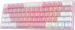 Redragon K617 Fizz 60% Wired RGB Gaming Keyboard, 61 Keys Hot-Swap Compact Mechanical Keyboard w/White and Pink Color Keycaps, Linear Red Switch, Pro Driver/Software Supported - Image 2