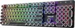 Redragon Typewriter Keyboard Wireless, Mechanical Gaming Keyboard, Bluetooth/2.4Ghz/Wired, RGB LED Backlit, Rechargeable, Blue Switch - Clicky, Solid Metal Panel, Round Keycaps, Black - Image 2