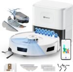 Redroad Robot Vacuum Cleaner 20,000 Pa Robot Vacuum and Mop,90 Day Self Emptying Vacuum Robot,Lidar Navigation,5G/2.4GWiFi APP Aspirateur Robot,Self-Charging Robot Vacuums for Pet,Floor,Carpet White - Image 2