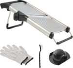 Restaurantware Stainless Steel Adjustable Mandoline Slicer - German Standard Vegetable Slicer with Blade Guard, Cut-Resistant Gloves, Cleaning Brush - Food Slicer for Potato, Onions, Cucumbers, Tomato - Image 2