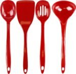 Reston Lloyd 100% Melamine Kitchen Utensil Set, Non Scratching Ladle, Spoon, Slotted Spoon & Spatula, Easy To Hold, Set of 4, Red - Image 2