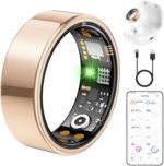 Ring Health Tracker for Women Men, Fit Ring with Heart Rate, Blood Oxygen, Sleep Monitor, Calories, Step Counter, IP68 Waterproof Smart Ring for iPhone & Android, No Subscription Fee (Rose Gold, 8#) - Image 2