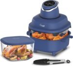 Rosewill 4-in-1 Portable Glass Air Fryer, 4.7QT Transparent Glass Cooking Pot with Storage Lid & Tongs, Compact Smart for Deep Roast, Recrisp, Keep Warm – Navy Blue - Image 2