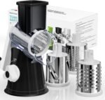 Rotary Cheese Grater Hand Crank, 3 Blades Slicer Shredder, Cheese Grater for Kitchen, Multi-Functional Kitchen Tool for Vegetables, Nuts, Chocolate, with Strong Suction Base, Black - Image 2