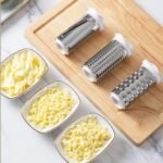 Rotary Cheese Grater with 3 Stainless Steel Drums – Manual Hand Crank Parmesan Grater for Cheese, Nuts, Chocolate & Vegetables – Deluxe Kitchen Tool Set with 3 Peelers and Cleaning Brush - Image 2