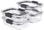 Rubbermaid Brilliance Glass Food Storage set of 4 containers 8 total pieces (4 containers + 4 lids) for Lunch Meal Prep and Leftovers Dishwasher and Oven Safe Clear/Grey - Image 2