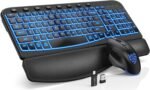 SABLUTE Ergonomic Wireless Keyboard and Mouse Combo - Wave Keyboard with Soft Leather Wrist Rest, Resistant Keys, RGB Backlit Rechargeable Set for PC/Mac/Chromebook (Black) - Image 2