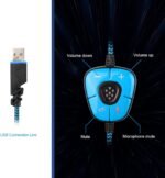 SADES SA902 Stereo Gaming Headset 7.1 USB Surround Sound PC Headsets Over-Ear Gaming Headphones with Microphone LED Light Black Blue - Image 2