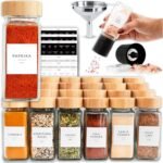 SAVVY & SORTED Glass Spice Jars with Label, 24PK Bamboo Jar Spices Set 4oz, 374 Spice Labels, Pepper Grinder, Empty Herb Seasoning Containers, Funnel and Shaker Lids - Image 2