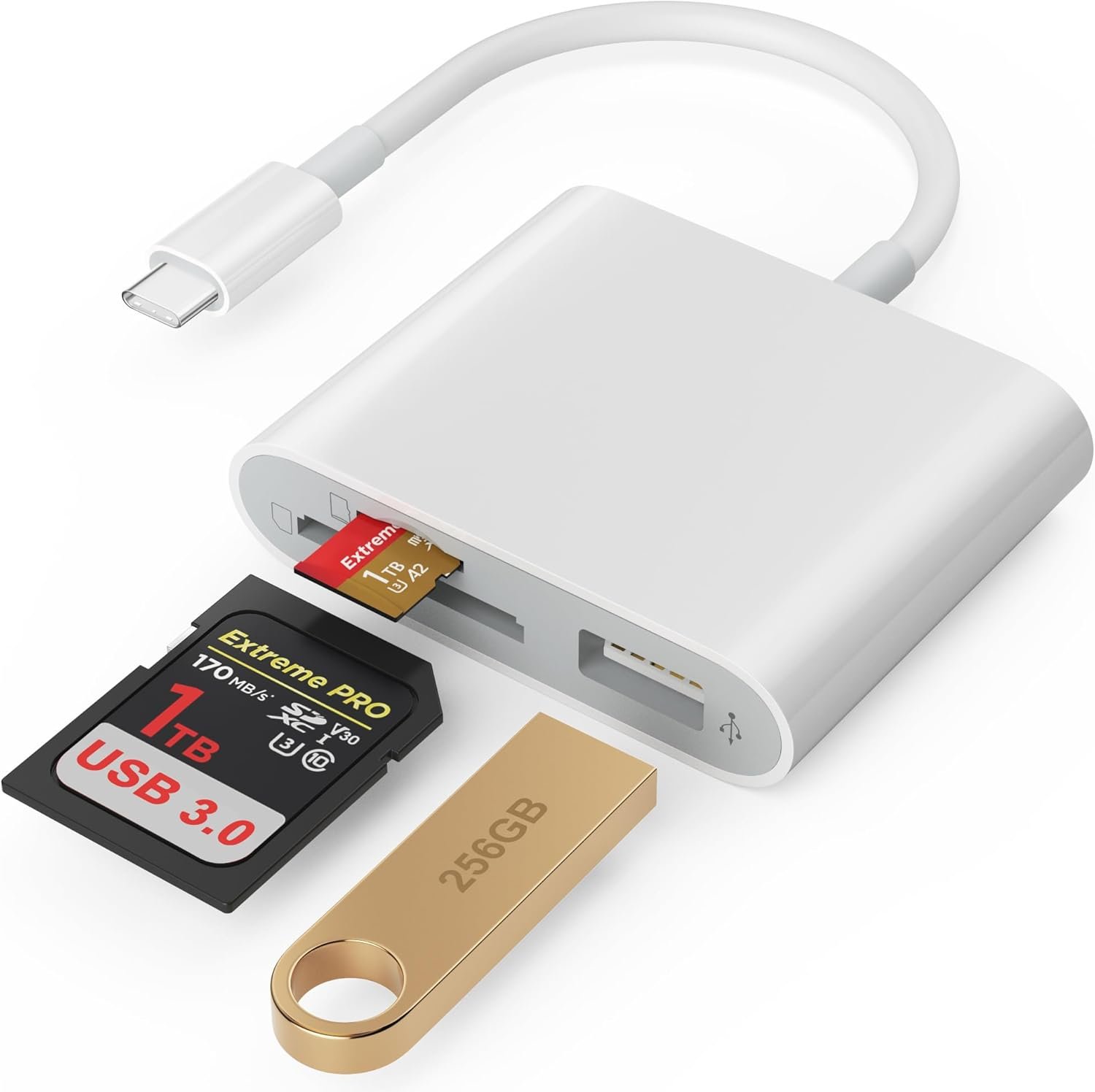 SD Card Reader, USB 3.0 Type C High Speed to SD/TF Card Adapter for iPhone 17/16/15 Pro Max Memory Card Reader with SD MicroSD USB 3 Port for Mac/iPad/MacBook Pro/Air Android Phone Tablet(White) - Image 2