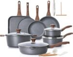 SENSARTE Nonstick Cookware Set 23-Piece, Non Stick Pots and Pans Set with Swiss Granite Coating, Healthy Kitchen Cooking Set, Stay-Cool Handles - Image 2