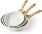 SENSARTE Nonstick Frying Pan Skillets, White Ceramic Coating Omelette Pans, Healthy Cookware Chef's Pan, PTFE & PFAS Free (8+9.5+11 Inch) - Image 2