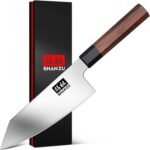 SHAN ZU 6 Inch Chef Knife for Small Hands, Japanese High Carbon Steel Kitchen Knife, Multi-function Mini Size Sharp Cooking & Sashimi Knife with Ergonomic Red Sandalwood Handle - Image 2