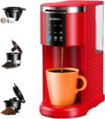 SHARDOR 3 in 1 Coffee Maker, K Cup Coffee Maker Compatible with Ground Coffee & Teas, Single Serve Coffee Machine, 6–14oz Brew Sizes, 40oz Detachable Water Reservoir, Descale Settings, Red - Image 2