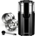 SHARDOR Coffee Grinder Electric, Spice, Herb, Grinder for Coffee Bean Spices and Seeds with 2 Removable Stainless Steel Bowls, Black - Image 2