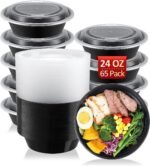 SHOPDAY Meal-Prep-Containers-65 Pack 24 oz Plastic-Food-Storage-Containers-with-Lids, Disposable-Food-Prep-Containers-Microwave-Safe, Meal-Prep-Bowls-Reusable, To-Go-Contianers-for-Lunch - Image 2