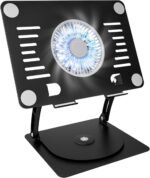 SHUWEI Gaming Laptop Cooling Pad with 360° Rotation Base, Ergonimic Aluminum Laptop Cooling Stand with 3 Speed Fan, Adjustable Height Laptop Cooling Pad for 10-17.3'' Notebook - Image 2