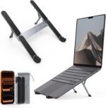 SODI [Ultra Compact] Foldable & Portable Laptop Stand for Desk, Lightweight Tablet Stand for Business Travel, Library, Cafe, 6 Level Height Ergonomic Aluminum Computer Holder for 10-16" Laptops - Image 2