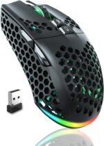 SOLAKAKA SM600 Honeycomb Shell Gaming Mouse Wireless,Tri-Modes BT/2.4G Wireless/Type-C Wired Gamer Mouse with 2 Side Buttons, Macro Programmable and RGB Light for PC/Mac/Laptop,Black - Image 2