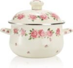 SOUJOY Enamel Stockpot with Lid, 2.8 Quart Retro Cooking Pot, Vintage Floral Stew Bean Simmer Pot with Handle, Kitchen Soup Pot, Safe for Induction Cookers, Gas Stove - Image 2