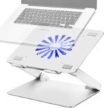 SOUNDANCE Laptop Cooling Pad with Low-Noise Fan and 3.0 USB Hubs, Ventilated Laptop Cooler Prevent Overheating, Ergonomic Laptop Stand Support Up to 17” Gaming Notebook Computer, Aluminum - Image 2
