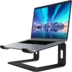 SOUNDANCE Laptop Stand, Aluminum Computer Riser, Ergonomic Laptops Elevator for Desk, Metal Holder Compatible with 10 to 15.6 Inches Notebook Computer, Black - Image 2