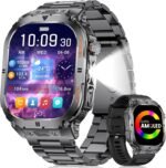 SUNKTA Military Smart Watch for Men,2.13''AMOLED/430mAh Battery Smart Watches with LED Flashlight for Android iOS (Bluetooth Call Answer/Calls) Fitness Tracker with Heart Rate/Sleep Tracking Black - Image 2